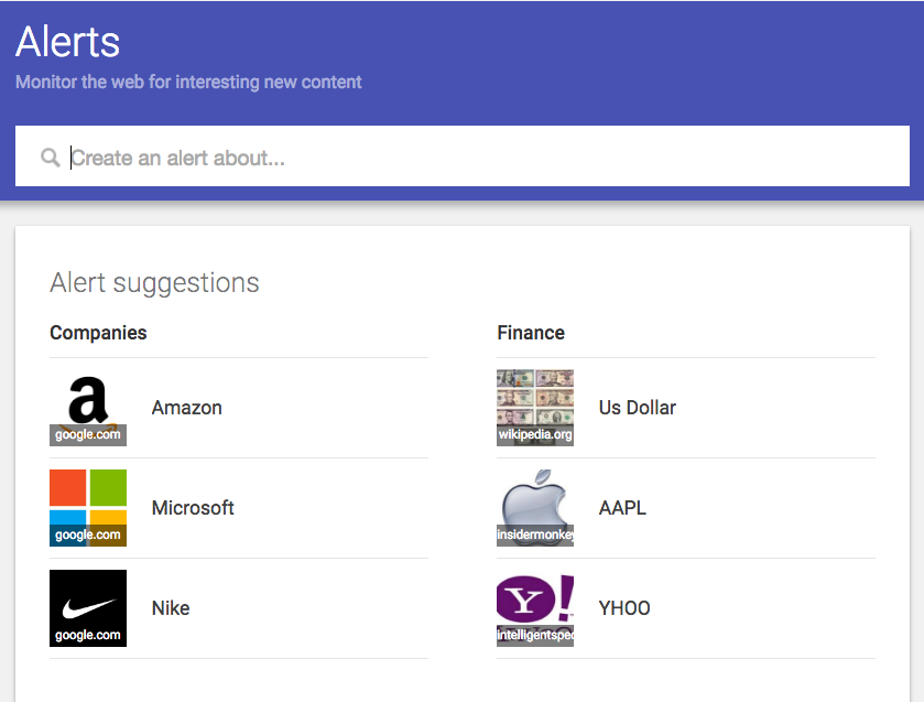 screenshot of google alerts